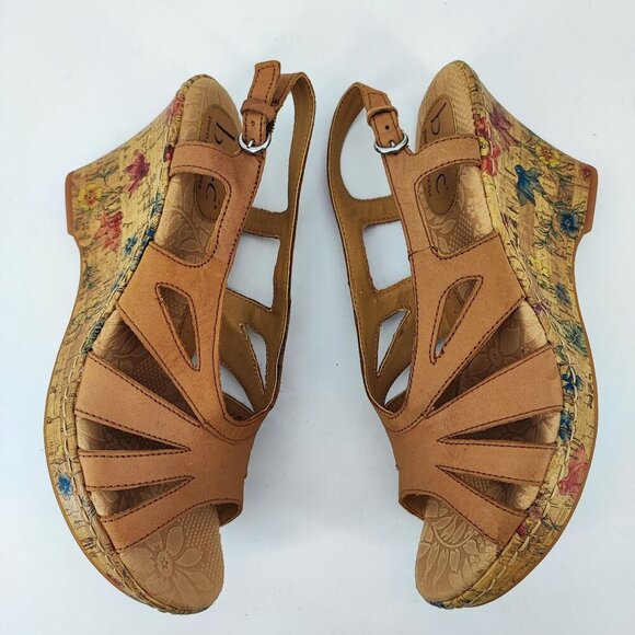 B.O.C. Born Women’s Concept Brown Leather Wedge Sandals Size 10 - Picture 5 of 9
